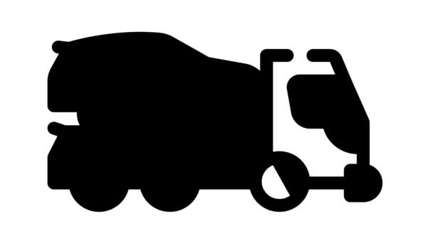 Reboque caminhão transporte carro elétrico ícone preto animação — Vídeo de Stock