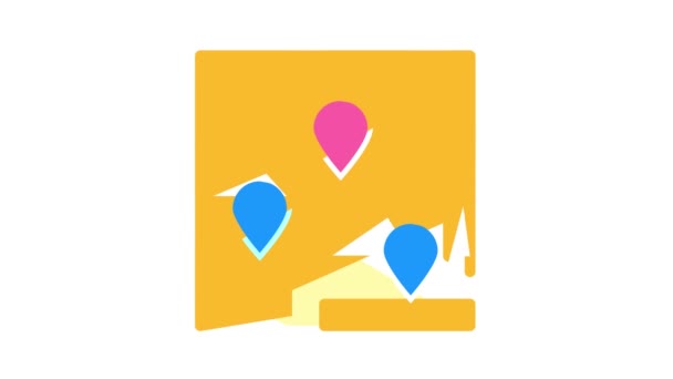 Localização estações de carregamento no mapa cor ícone animação — Vídeo de Stock