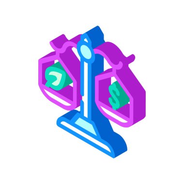 para ya da chia kripto para dengesi ölçek izometrik ikon vektör çizimi