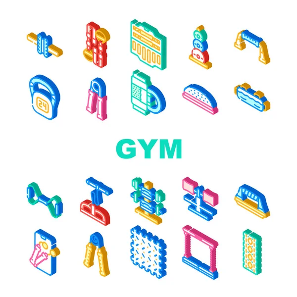 Inicio Gimnasio Equipo Colección Iconos Set Vector — Archivo Imágenes Vectoriales