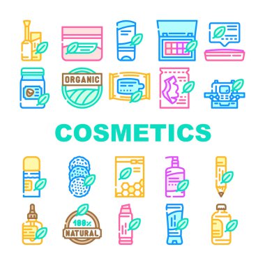 Organik Kozmetik Koleksiyon Simgeleri Vektörü Ayarla