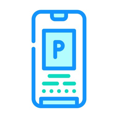 telefon ekranı renk ikonu çizimi üzerindeki elektronik park bileti