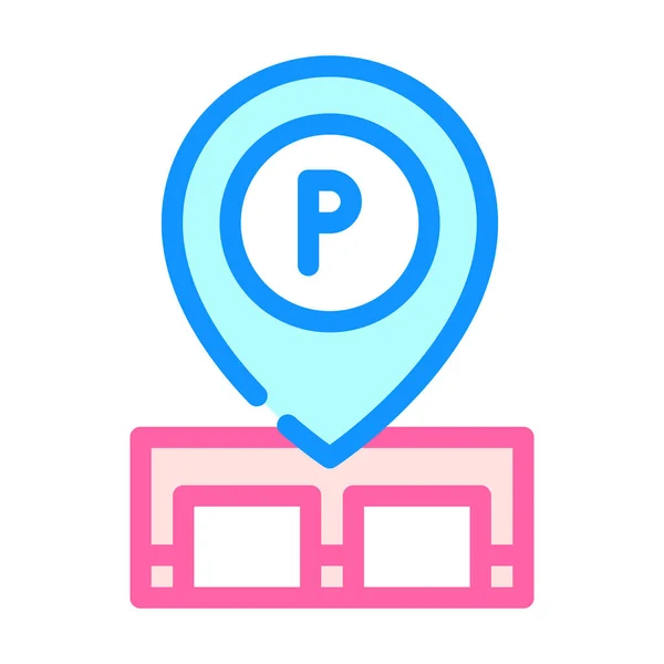Gps jel a parkolás helye színes ikon vektor illusztráció — Stock Vector