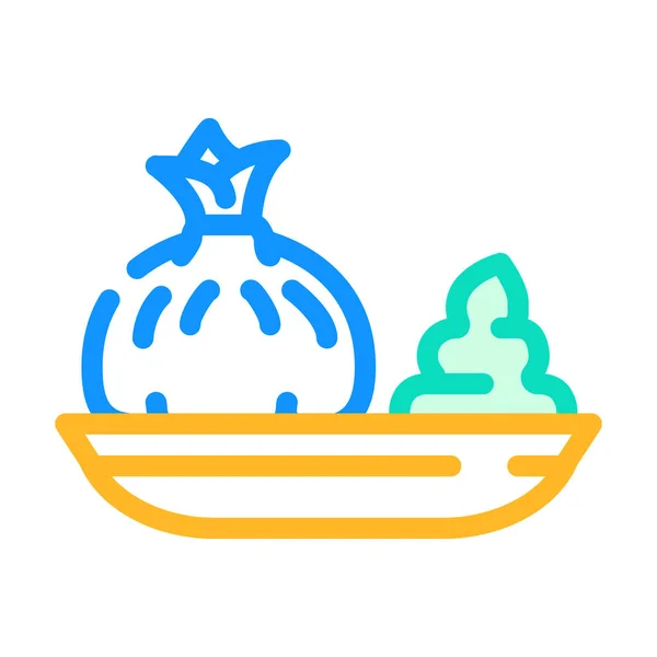 Ravioli-Gericht mit Wasabi Farbe Symbol Vektor Illustration — Stockvektor