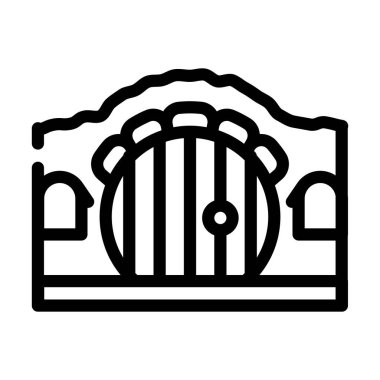 Yuvarlak kapı çizgisi ikon vektör illüstrasyonlu ev