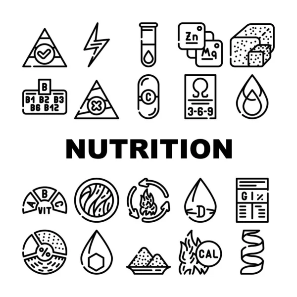 Información Nutricional Dieta Colección Iconos Set Vector — Vector de stock