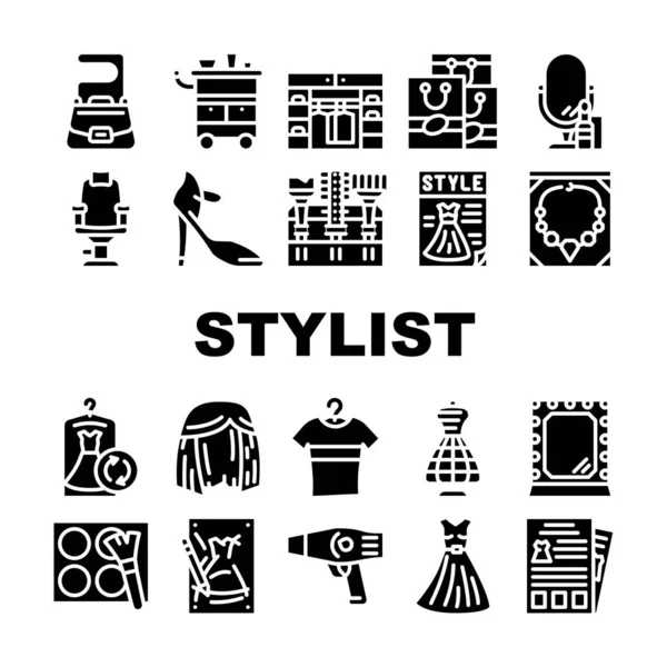 Stylist Accessoire Collection Icons Set Vektor — Stockvektor