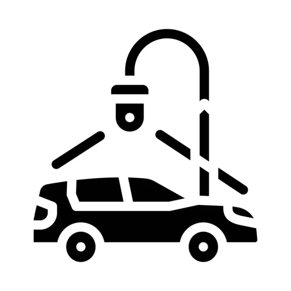 Parcheggio auto video sorveglianza glifo icona vettoriale illustrazione — Vettoriale Stock