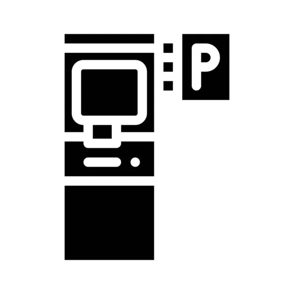 Máquina electrónica para comprar billete de estacionamiento icono glifo ilustración vectorial — Vector de stock
