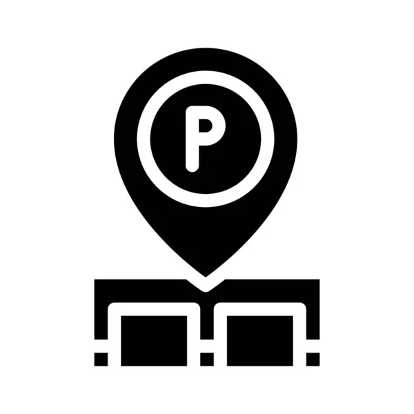 Gps marca de estacionamiento ubicación glifo icono vector ilustración — Vector de stock