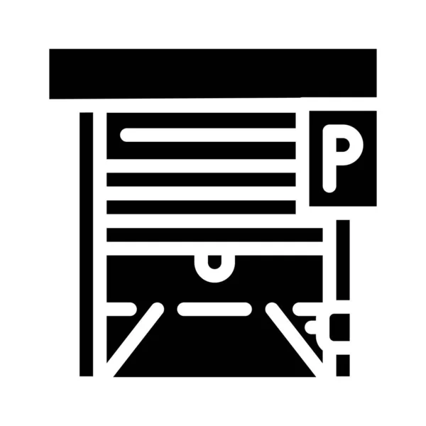 Automáticamente puertas de aparcamiento icono glifo ilustración vectorial — Vector de stock
