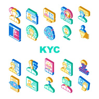 Kyc Know Your Customer Collection Icons Set Vector clipart