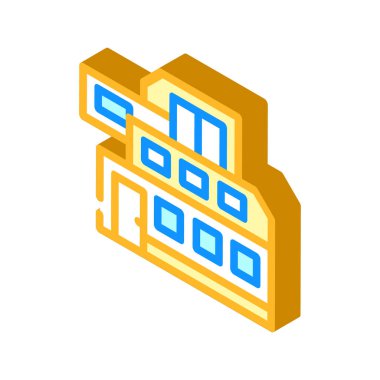 Modern ev binası izometrik ikon vektör çizimi