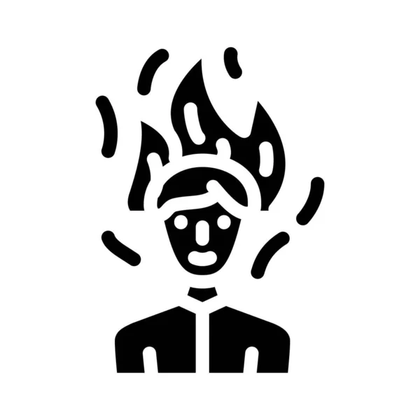 Brandende man na wasabi glyph icoon vector illustratie — Stockvector