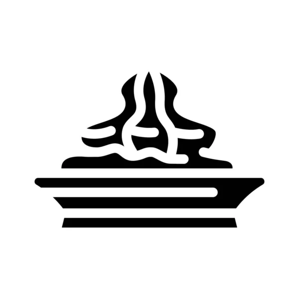 Wasabi auf Platte Glyphen-Symbol-Vektor-Illustration — Stockvektor