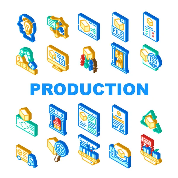 Produktion Business Collection Icons Set Vektor — Stockvektor