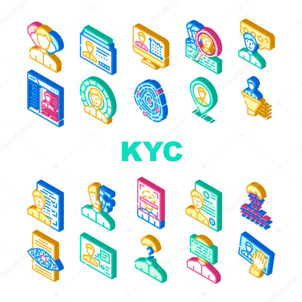 Kyc Know Your Customer Collection Icons Set Vector