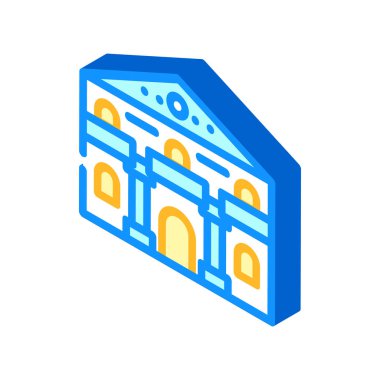 Antik ev izometrik ikon vektör çizimi