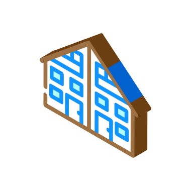 iki aile evi izometrik ikon vektör çizimi