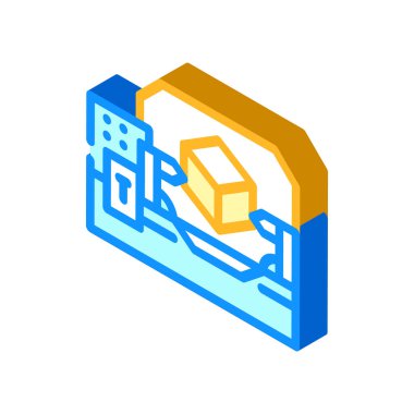 Üretim izometrik ikon vektör çizimi makinesi