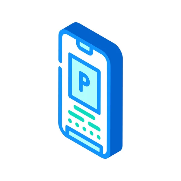 Ticket de estacionamiento electrónico en la pantalla del teléfono icono isométrico ilustración vectorial — Vector de stock