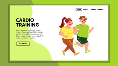 Kardiyo Eğitimi Şişman Adam ve Kadın Vektörü