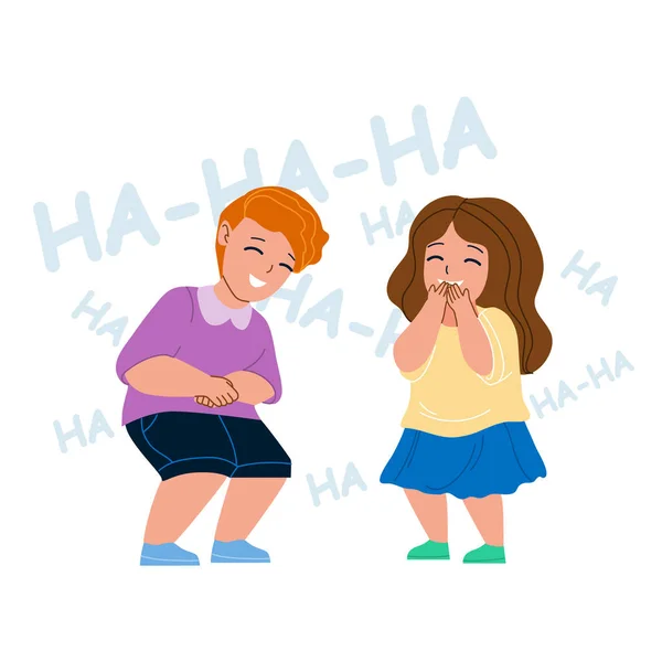 Kids Laughing Together From Funny Joke Vector — Stock Vector