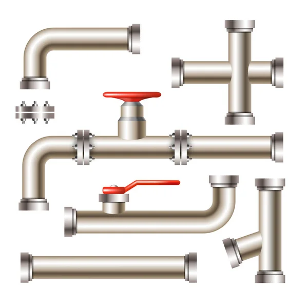 Pipeline avec vanne de porte et ensemble de robinet vecteur — Image vectorielle