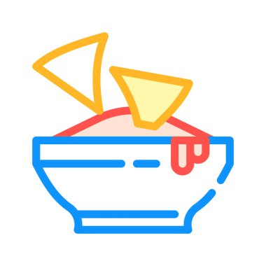 Baharatlı sos rengi vektör illüstrasyonlu nacho 'lar