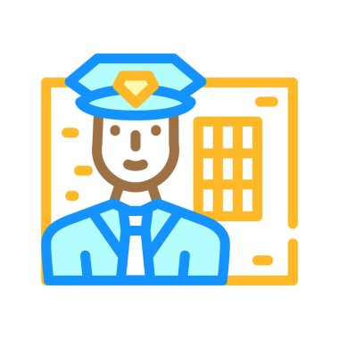 polis çalışanı renk ikonu vektör illüstrasyonu