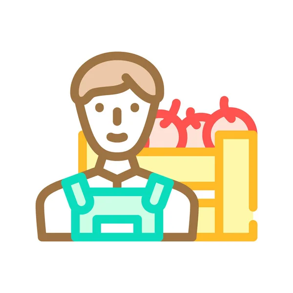 Trabajador agricultor icono de color vector ilustración — Vector de stock