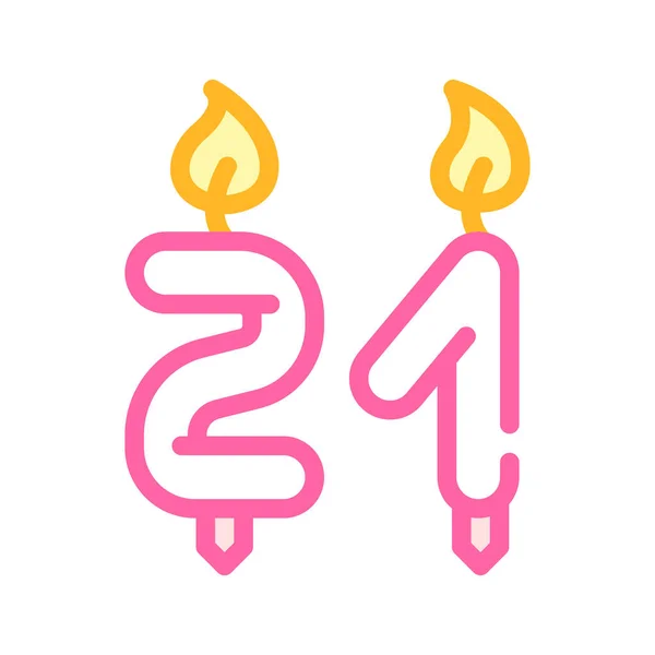 Burning candles in number form birthday color icon vector illustration — Stock Vector