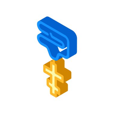 Pectoral cross izometrik ikon vektör illüstrasyon rengi