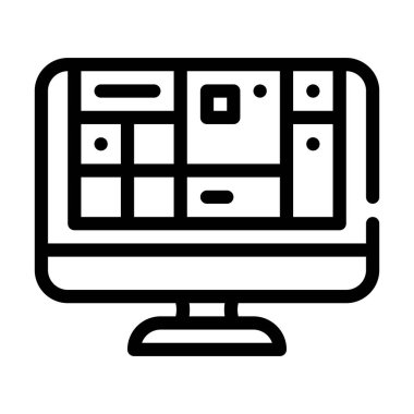 İşletim sistemi çizgisi ikon vektör resimleme tablosu