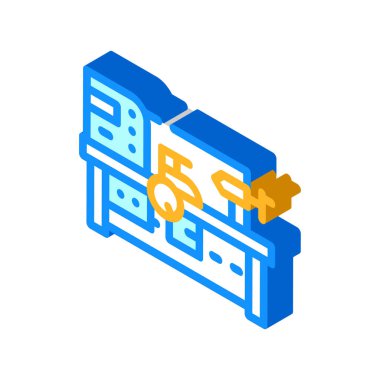 vida kesme torna izometrik ikon vektör çizim rengi