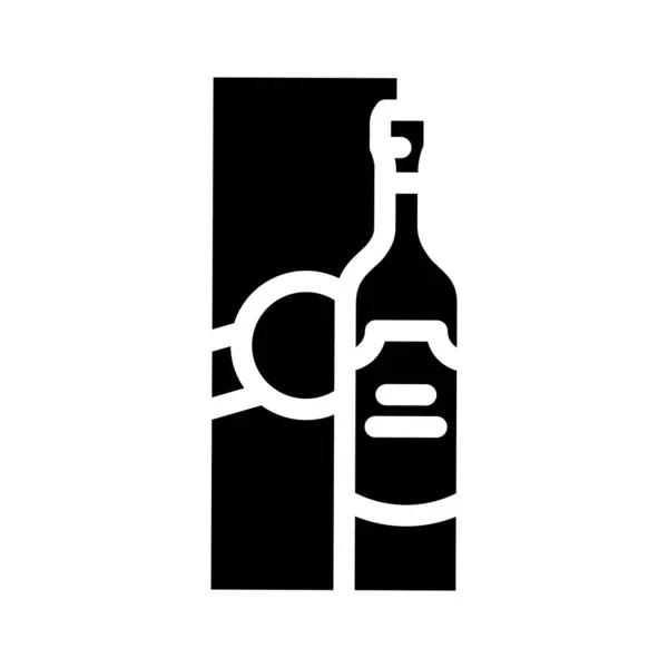 Bottiglia di bevanda alcolica e pacchetto glyph icona vettoriale illustrazione — Vettoriale Stock