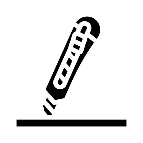 Cuchillo papelería glifo icono vector ilustración — Vector de stock