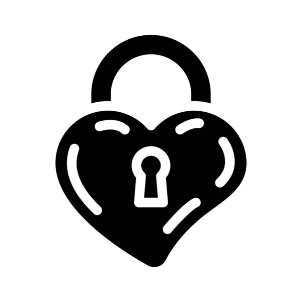 Lock in heart form glyph icon vector illustration — Stock Vector