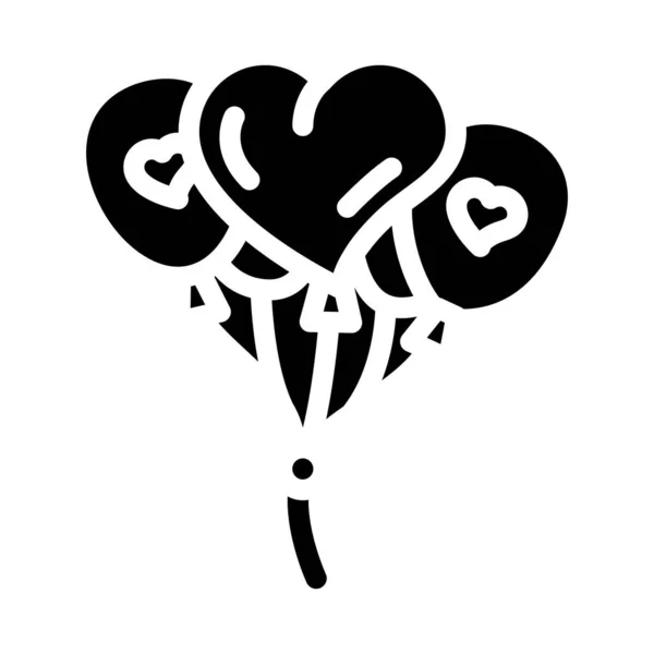 Luftballons Hochzeit Tag Dekoration Glyphen Symbol Vektor Illustration — Stockvektor