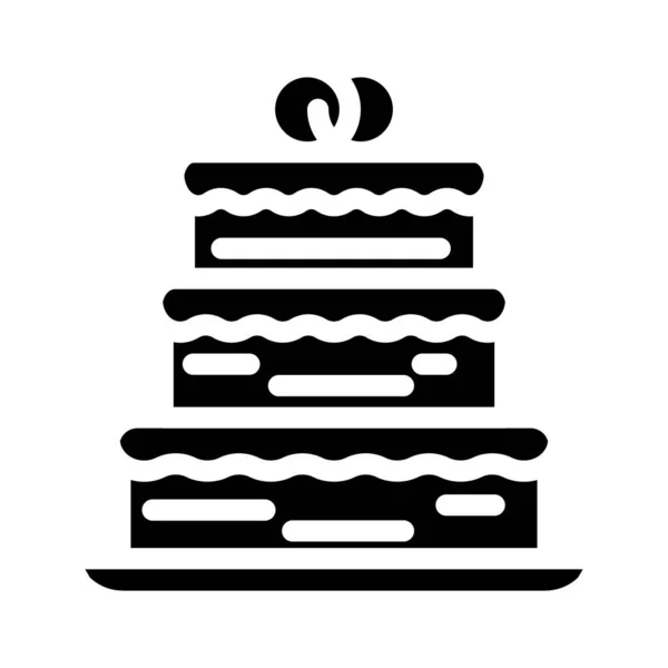 Torta matrimonio glyph icona vettoriale illustrazione — Vettoriale Stock