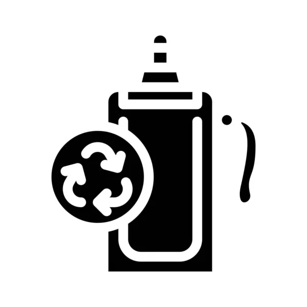 Miękka butelka wody zero odpady glif ikona wektor ilustracja — Wektor stockowy