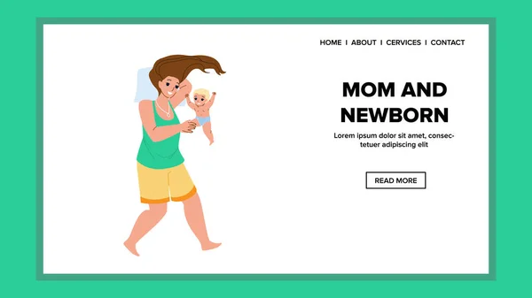 Mutter Und Neugeborenes Spielen Zusammen Vektor Frau Mutter Und Neugeborenes — Stockvektor