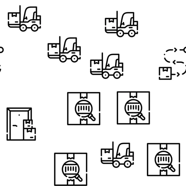 Logistiek Service Vector Naadloos Patroon Dunne Lijn Illustratie — Stockvector