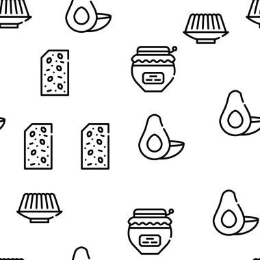 Vegan Menü Restoran Vektörü Kusursuz Desensiz İnce Çizgili Çizgi Çizimi