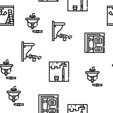 Ev Yenileme Vektörü Kusursuz Desensiz Çizgi Çizgisi Çizimi