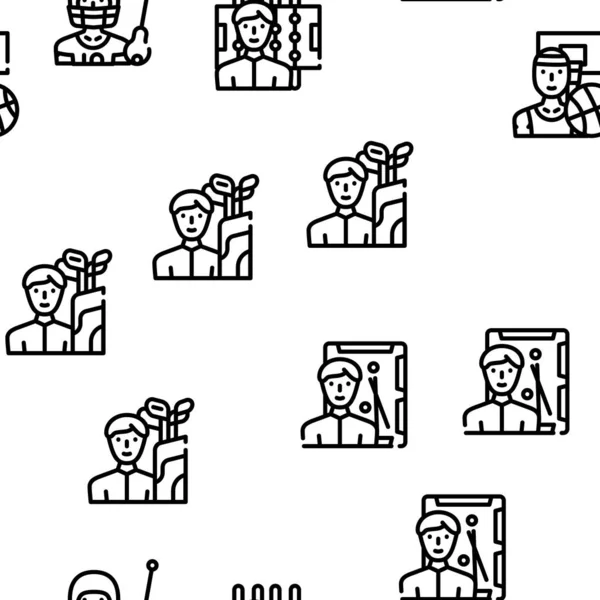 Виды Спорта Мужчин Векторная Бесшовная Иллюстрация Тонкой Линии — стоковый вектор