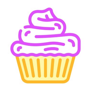 Kremalı kremalı krep renkli ikon vektörü. Kremalı tatlı tabelalı krep. izole edilmiş sembol çizimi