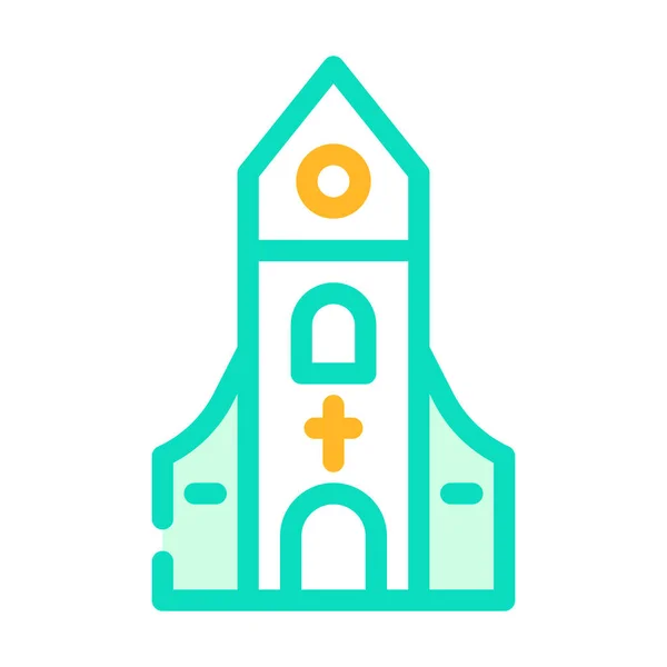 Église Chrétienne Couleur Icône Vecteur Signe Église Chrétienne Illustration Symbole — Image vectorielle