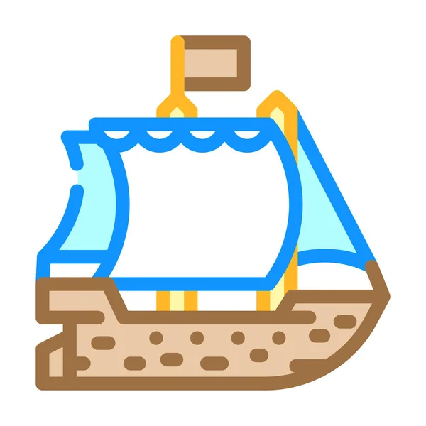 Вектор Піратського Кольору Корабля Корабель Піратський Знак Ізольована Ілюстрація Символів — стоковий вектор