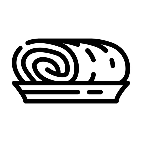 Roll Kuchen Dessert Linie Symbol Vektor Illustration — Stockvektor